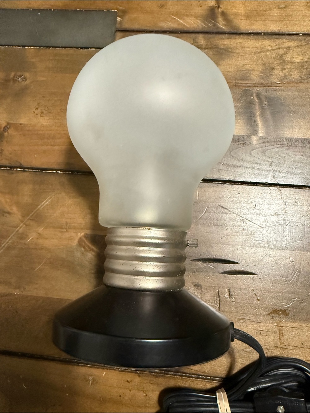 IKEA Frosted White Globe Party Light with Silver Neck and Black Base